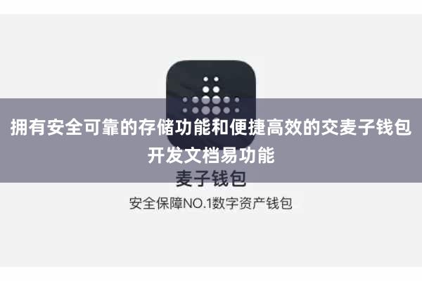 拥有安全可靠的存储功能和便捷高效的交麦子钱包开发文档易功能